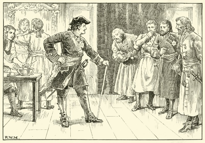 Peter der Große lässt Adlige ihre Bärte rasieren von English School