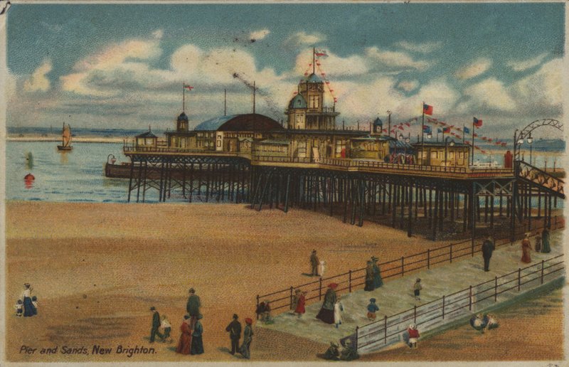Pier und Sand, New Brighton, Merseyside von English School