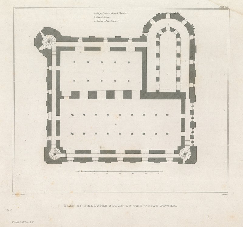 Plan des oberen Stockwerks des Weißen Turms von English School