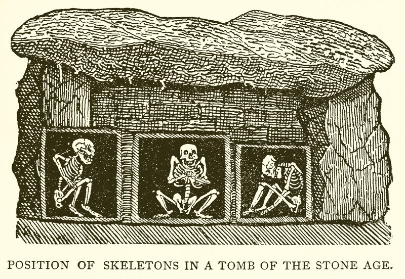 Position der Skelette in einem Grab der Steinzeit von English School