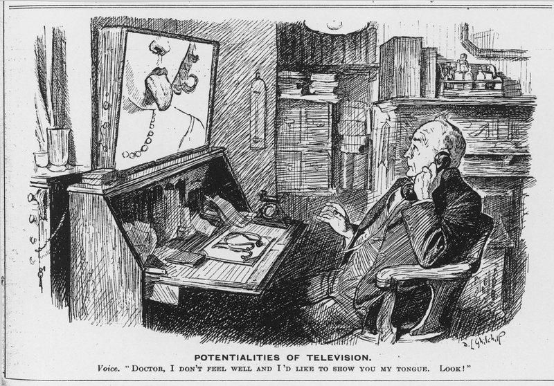 Möglichkeiten des Fernsehens, Karikatur aus Punch Magazine von English School