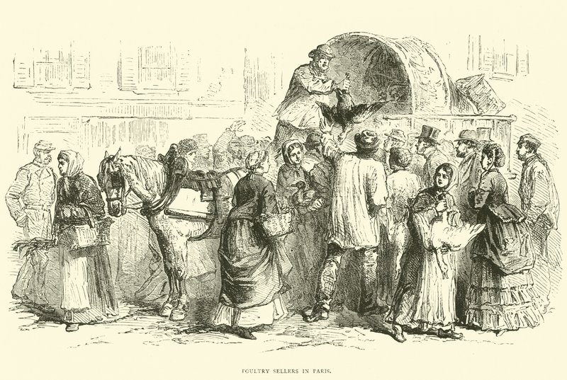 Geflügelverkäufer in Paris, Oktober 1870 von English School