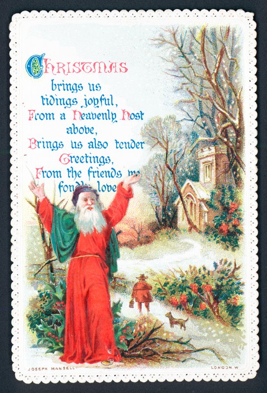 Prediger vor der Kirche, Weihnachtskarte von English School