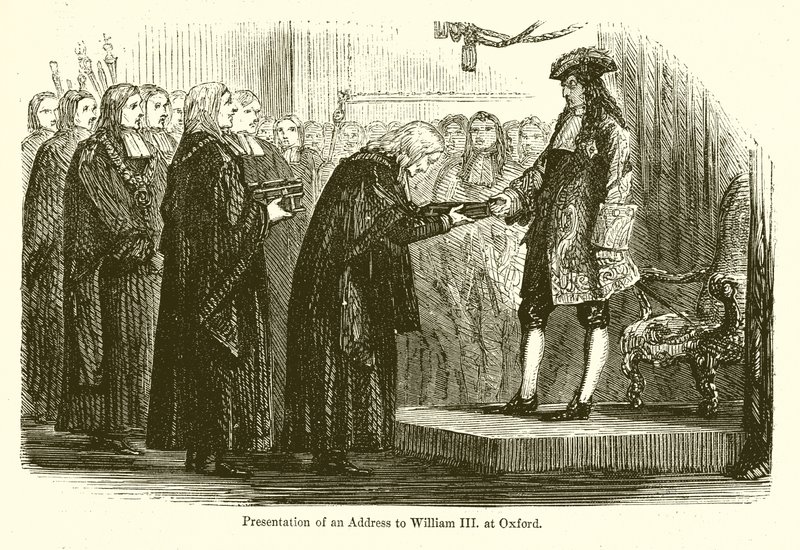 Überreichung einer Adresse an Wilhelm III. in Oxford von English School