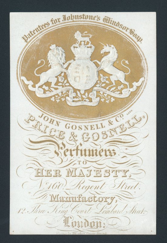 Price und Gosnell, Parfümeure Ihrer Majestät, Visitenkarte von English School