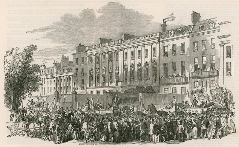 Prozession der London Temperance League in Lincolns Inn Fields, London von English School