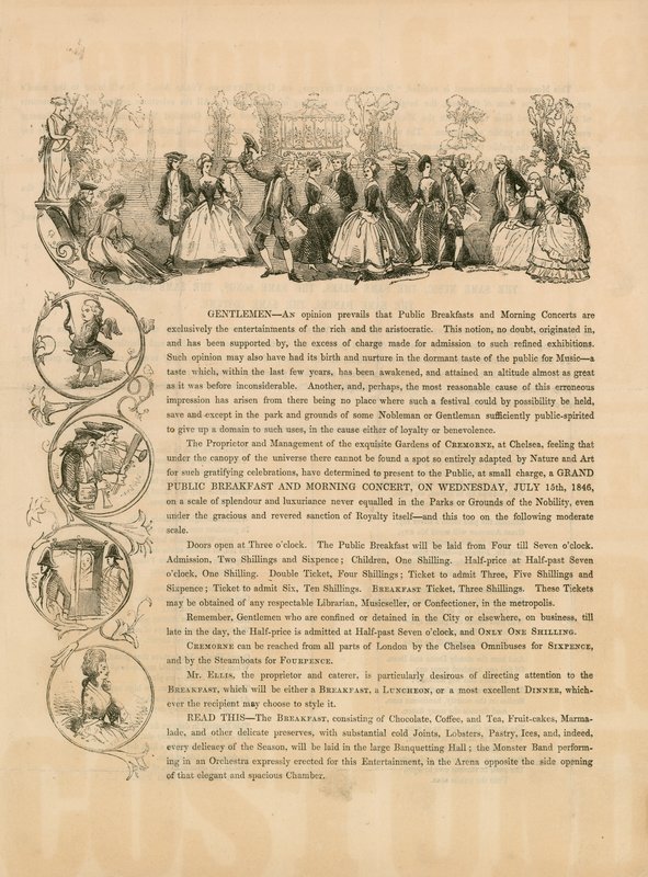 Werbeflyer für ein Großes Öffentliches Frühstück und Morgenkonzert am 15. Juli 1846 von English School