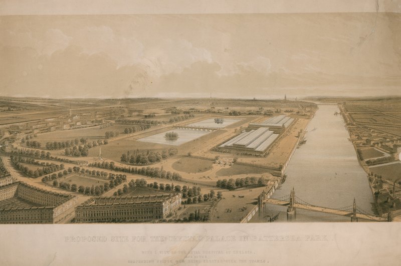 Vorgeschlagener Standort für den Kristallpalast im Battersea Park von English School