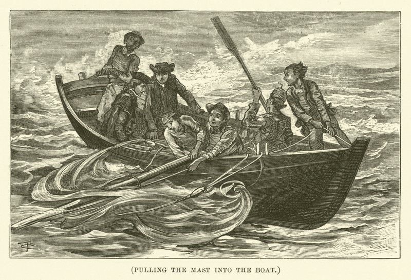 Den Mast ins Boot ziehen (Gravur) von English School