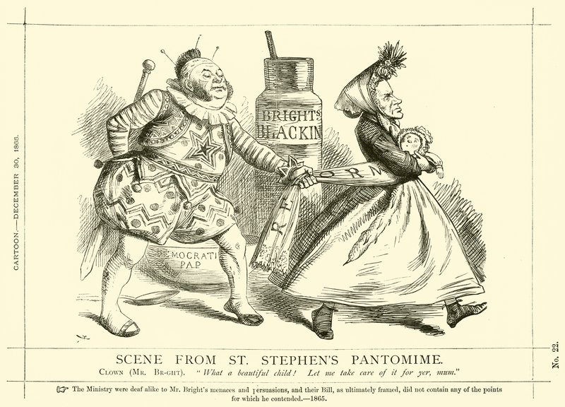 Punch-Karikatur über John Bright: Szene aus St. Stephen