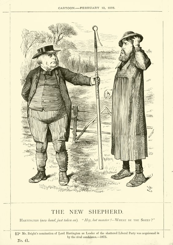 Punch-Karikatur über John Bright: Der neue Hirte von English School