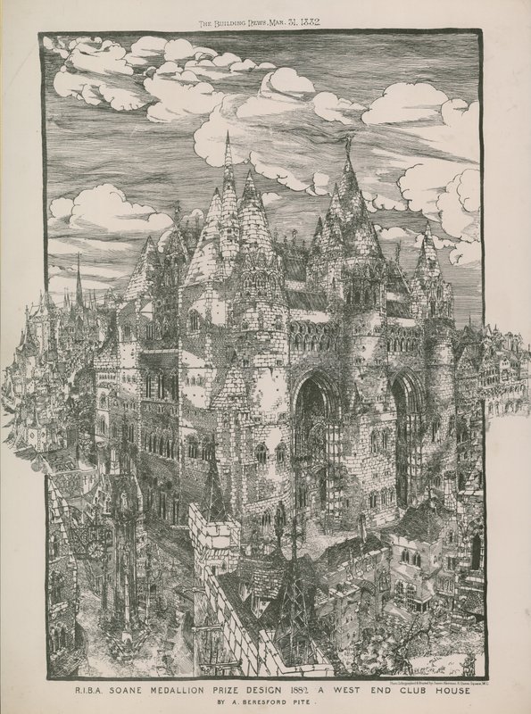 RIBA Soane Medaillon Preisdesign 1882 - Ein West End Clubhaus von A. Beresford Pite von English School