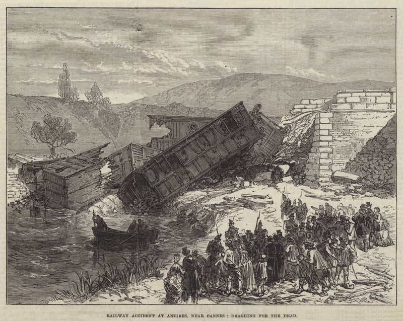 Eisenbahnunfall in Antibes, nahe Cannes, Bergung der Toten von English School