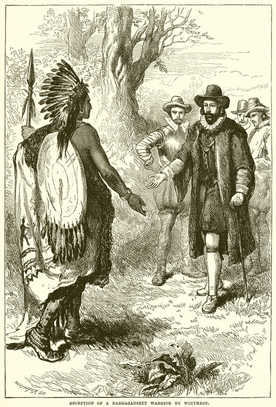Empfang eines Narragansett-Kriegers durch Winthrop von English School