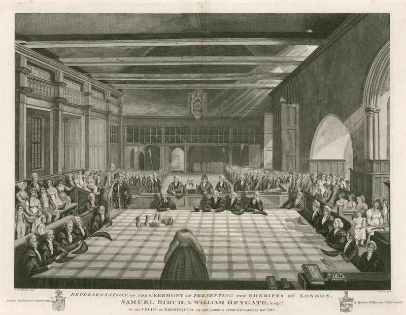 Darstellung der Zeremonie der Präsentation der Sheriffs von London von English School