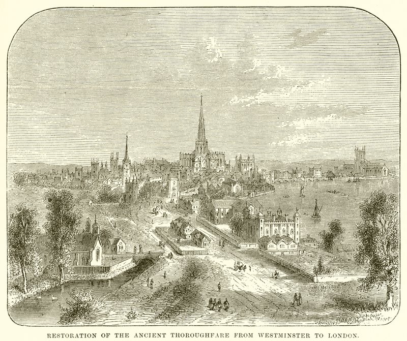 Wiederherstellung der alten Durchgangsstraße von Westminster nach London von English School