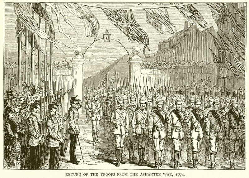 Rückkehr der Truppen aus dem Ashanti-Krieg, 1874 von English School