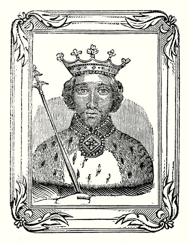 Richard II wurde 1366 geboren, 1377 gekrönt und 1399 ermordet (Gravur) von English School
