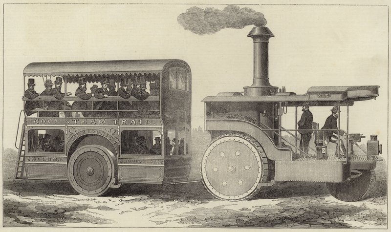 Straßendampfer und Omnibus für die indische Regierung von English School