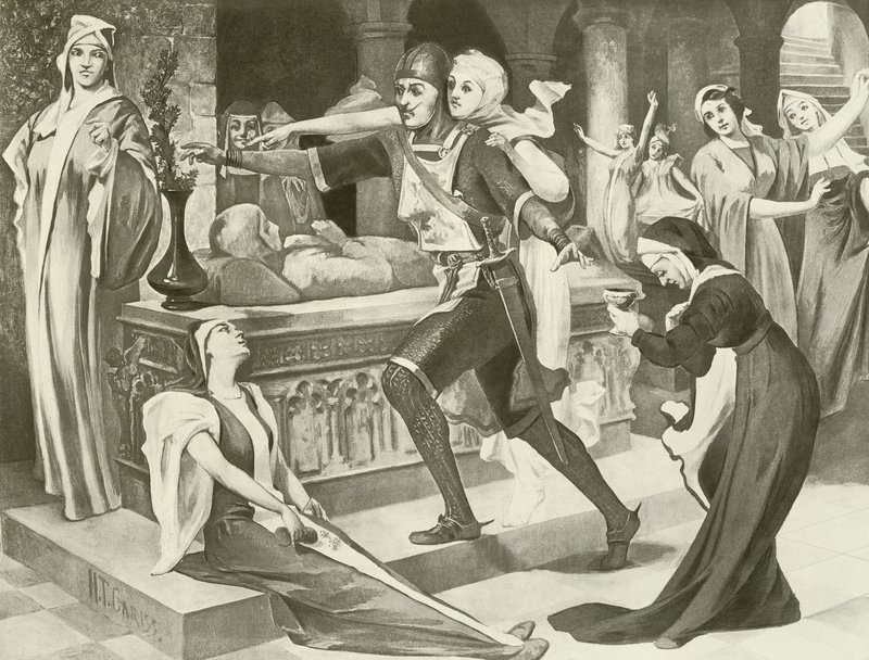 Robert der Teufel, Akt III Szene iii (Gravur) von English School