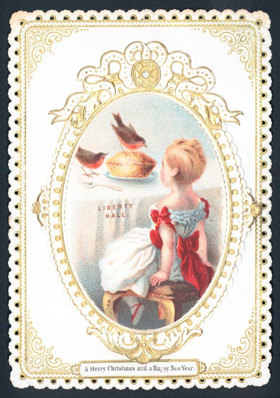 Rotkehlchen essen den Kuchen! Weihnachtskarte von English School