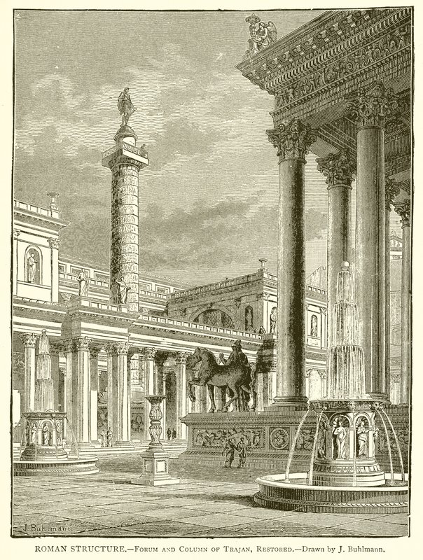 Römische Struktur.—Forum und Trajanssäule, restauriert von English School