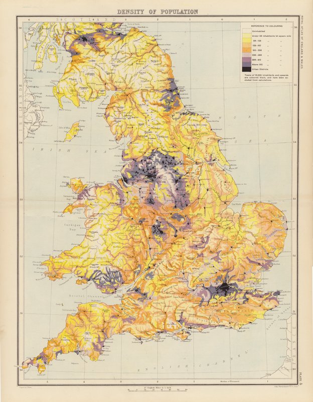 Royal Atlas, ca. 1900: Bevölkerungsdichte von English School