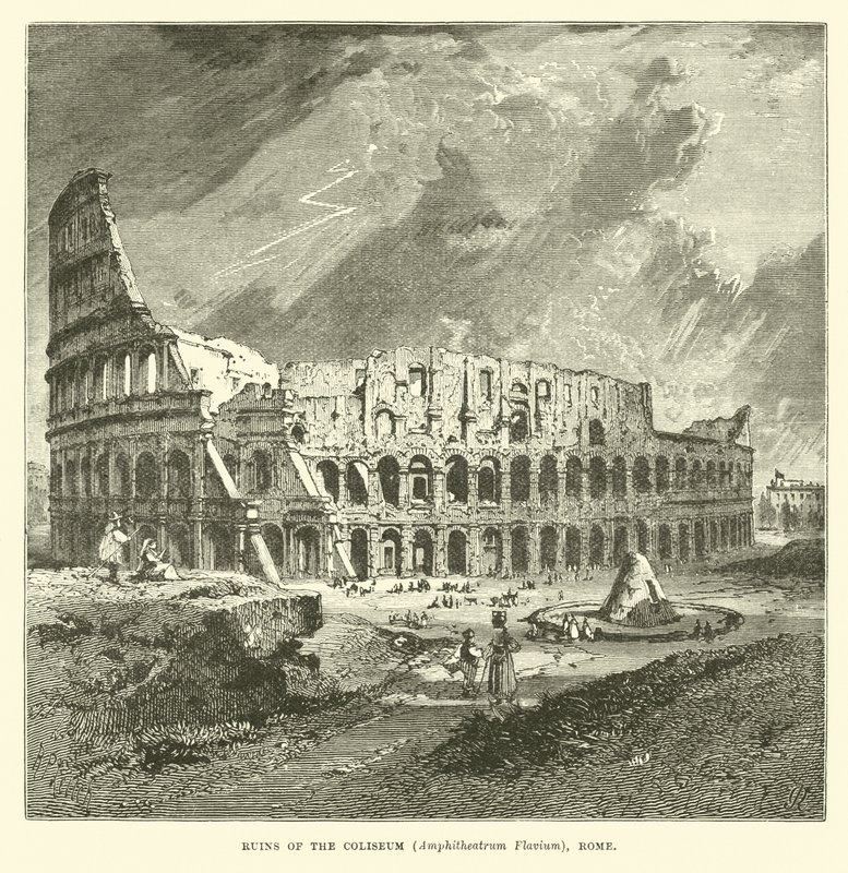 Ruinen des Kolosseums, Amphitheatrum Flavium, Rom von English School