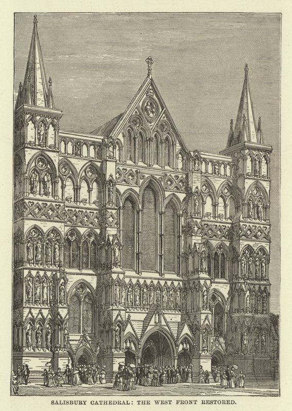 Salisbury Kathedrale, die restaurierte Westfassade von English School