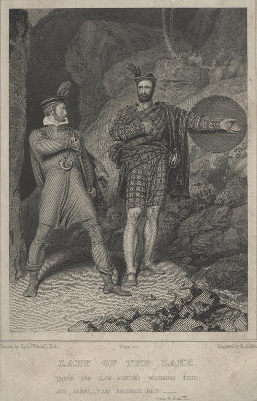 Szene aus Sir Walter Scotts Gedicht Die Dame vom See von English School