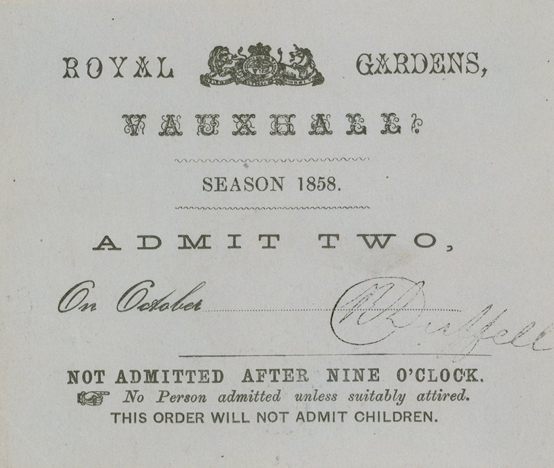 Saisonkarte, Vauxhall-Gärten, London von English School