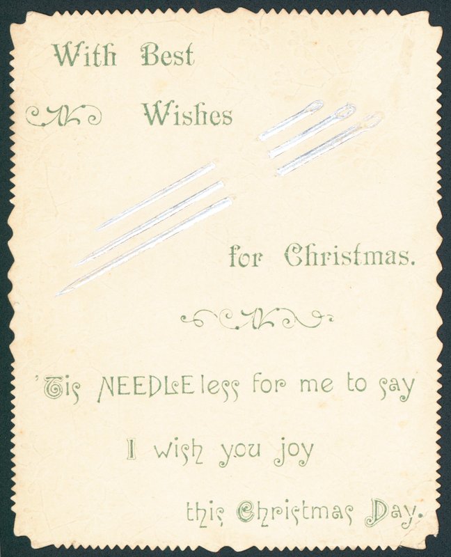 Nähnadeln, Weihnachtskarte von English School