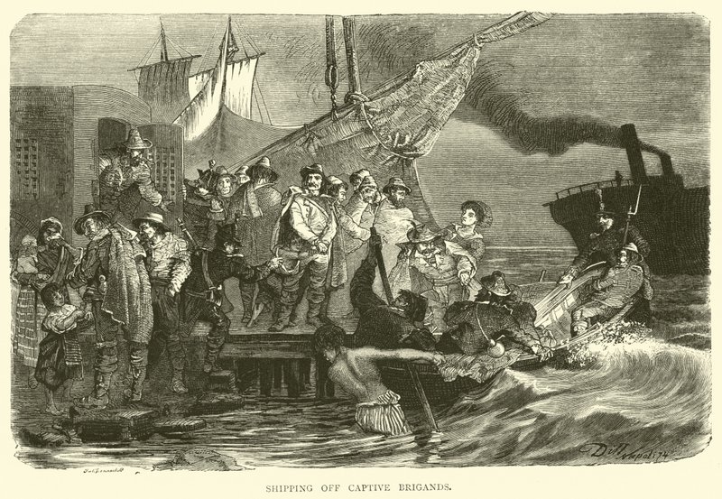Schiffe mit gefangenen Briganten von English School