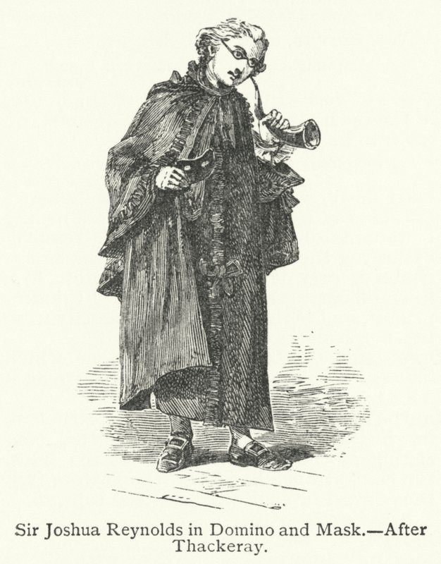 Sir Joshua Reynolds in Domino und Maske (Gravur) von English School