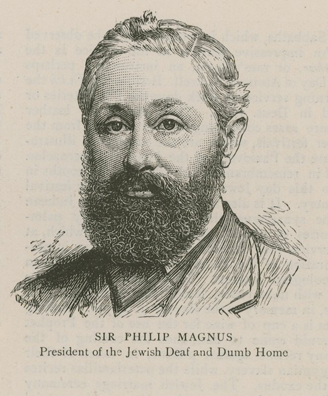 Sir Philip Magnus, Präsident des jüdischen Heims für Taube und Stumme von English School