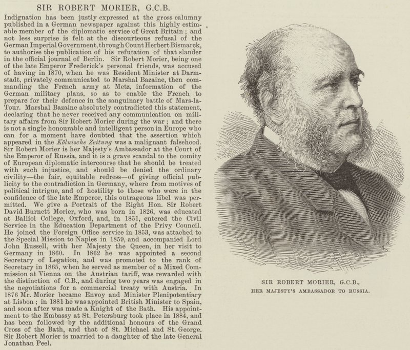 Sir Robert Morier, GCB, Ihre Majestät Botschafter in Russland (Stich) von English School