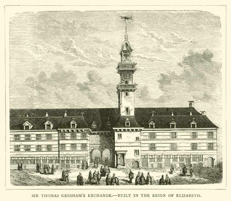 Sir Thomas Greshams Börse, erbaut in der Regierungszeit von Elisabeth von English School