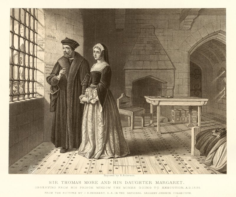 Sir Thomas More und seine Tochter Margaret von English School
