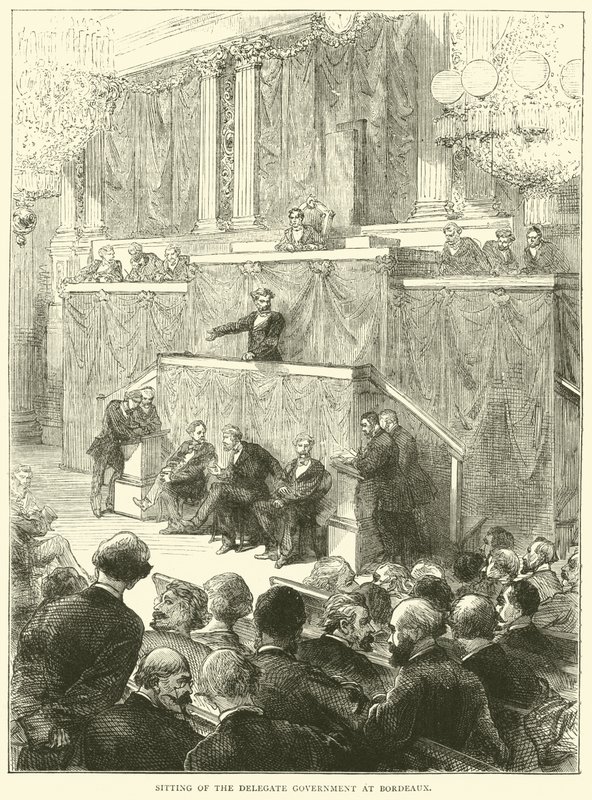 Sitzung der Delegiertenregierung in Bordeaux, Dezember 1870 von English School