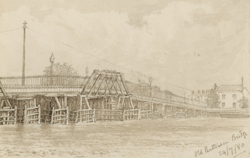 Skizze der alten Battersea Brücke von English School