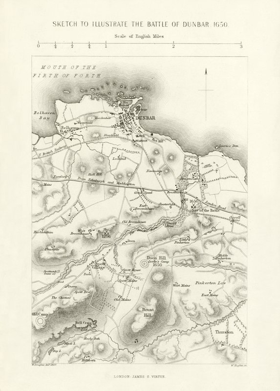 Skizze zur Darstellung der Schlacht von Dunbar, 1650 von English School