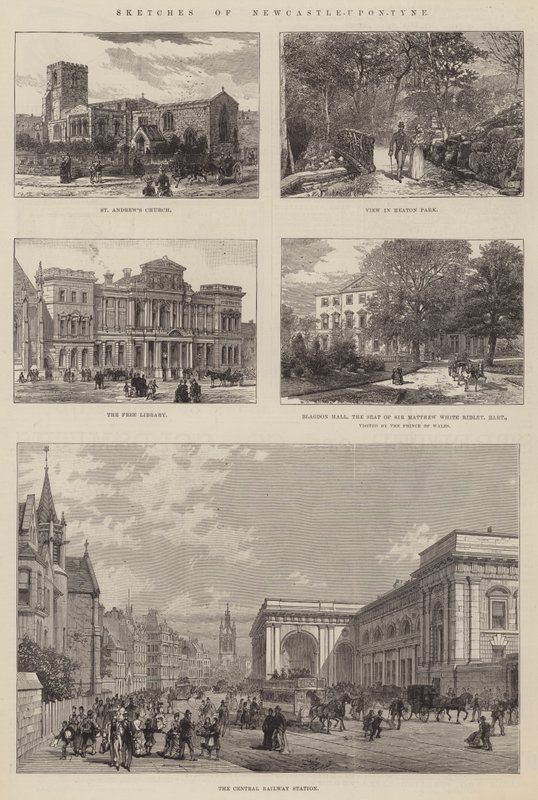 Skizzen von Newcastle-upon-Tyne (Gravur) von English School