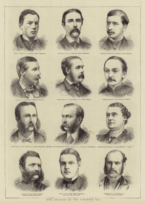 Einige Offiziere des Ashantee-Krieges (Stich) von English School