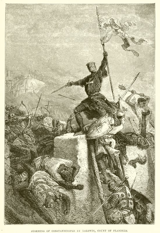 Sturm auf Konstantinopel durch Balduin, Graf von Flandern von English School