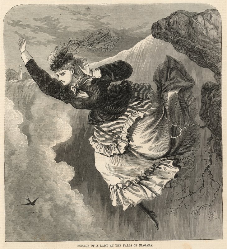 Selbstmord einer Dame an den Niagarafällen von English School