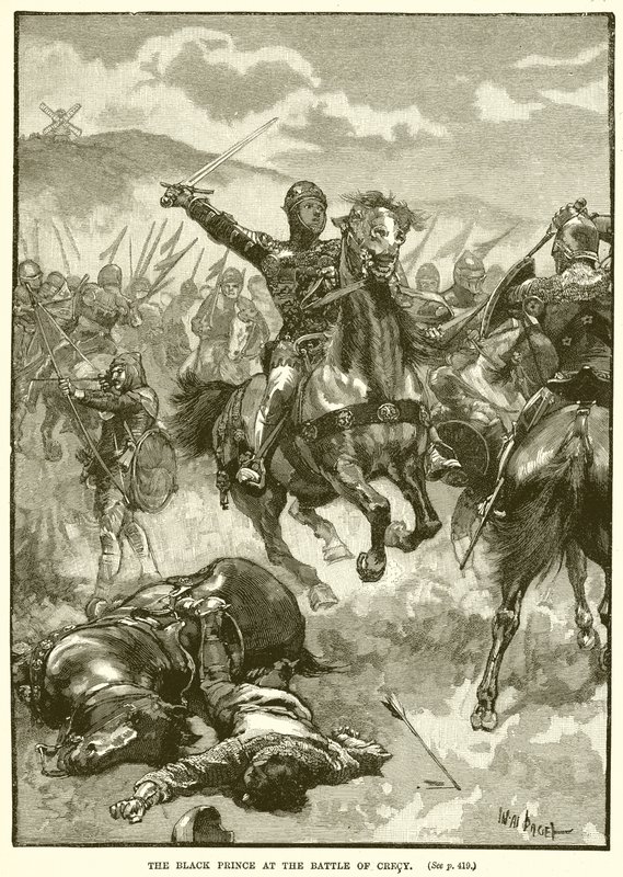 Der Schwarze Prinz in der Schlacht von Crecy von English School
