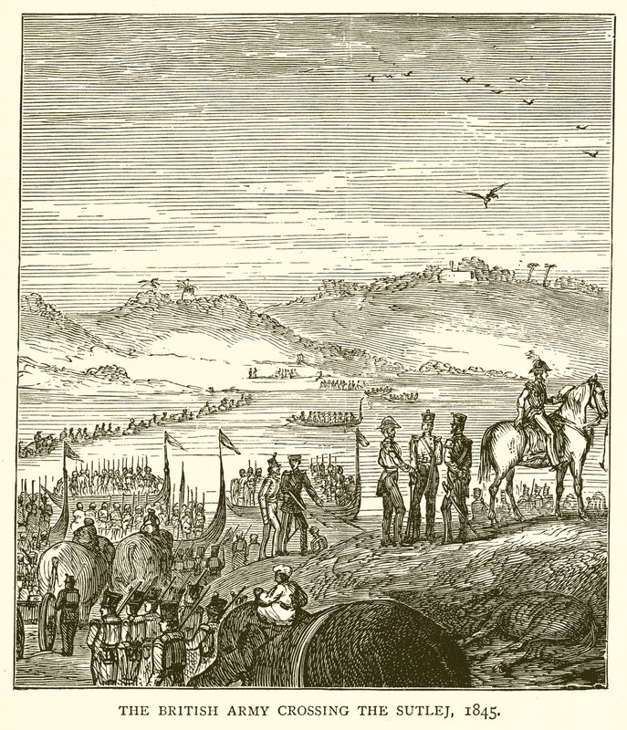 Die britische Armee überquert den Sutlej, 1845 von English School