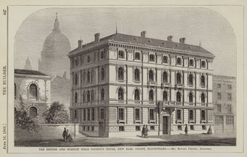 Das Haus der British and Foreign Bible Society, New Earl Street, Blackfriars, Mr. Edward I