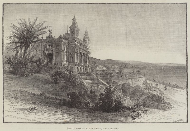 Das Casino in Monte Carlo, nahe Monaco (Gravur) von English School