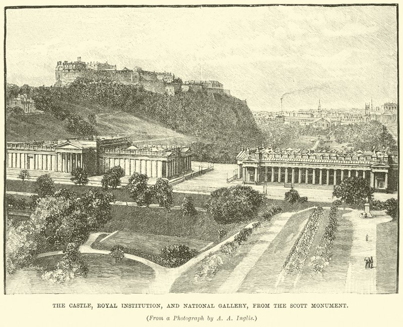 Das Schloss, Royal Institution und Nationalgalerie, vom Scott-Denkmal von English School
